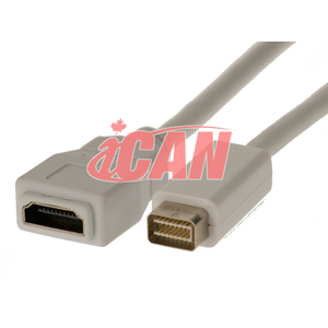 iCAN Mac Mini DVI Male to HDMI Female 1080P Adapter