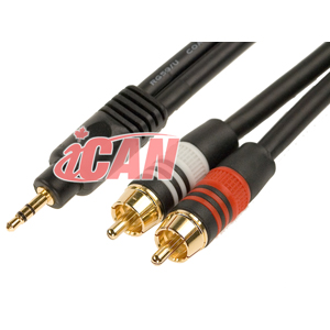 iCAN PREMIUM 3.5mm Stereo (M) to 2RCA (M) Cable Gold Plated, 10 ft