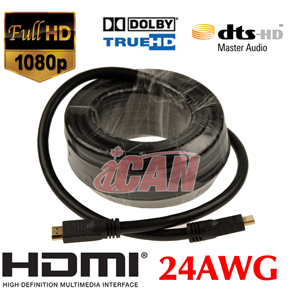 iCAN Premium 1080P HDTV 24AWG Heavy Duty plaqué or - 25 pi