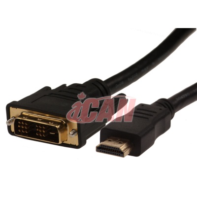 iCAN HDMI-DVI M/M 24AWG CL2 1080P Plaqué Or - 25 pieds