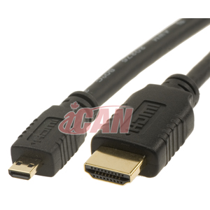 Câble iCAN Micro HDMI Type D vers HDMI Type A 3D Ethernet 1.4, 3 pieds