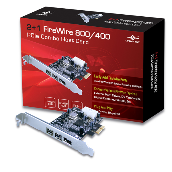 Vantec (UGT-FW210) Combo PCIe FireWire 800/400 2 + 1(Open Box)