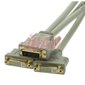 iCAN 28AWG DVI to DVI-D, 1 Male to 2 Female, Splitter, 12 Inch