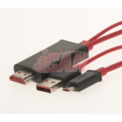 iCAN USB 2.0 A homme +Micro B homme HDMI Male Rouge 6ft 480Mbps