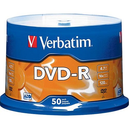 Verbatim DVD-R 16X 4,7 Go axe, 50 paquets