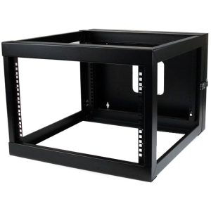 StarTech 6U 22in Depth Hinged Open Frame Wall Mount Server Rack - Rack (Wall Mount) - Black - 6U - 22" (RK619WALLOH)
