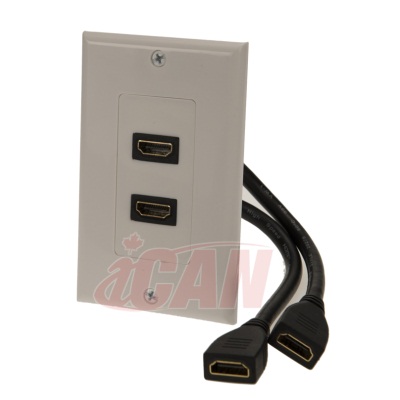 iCAN 2 Port HDMI 4" F/F Dongle Jacks Faceplate Wall Plate
