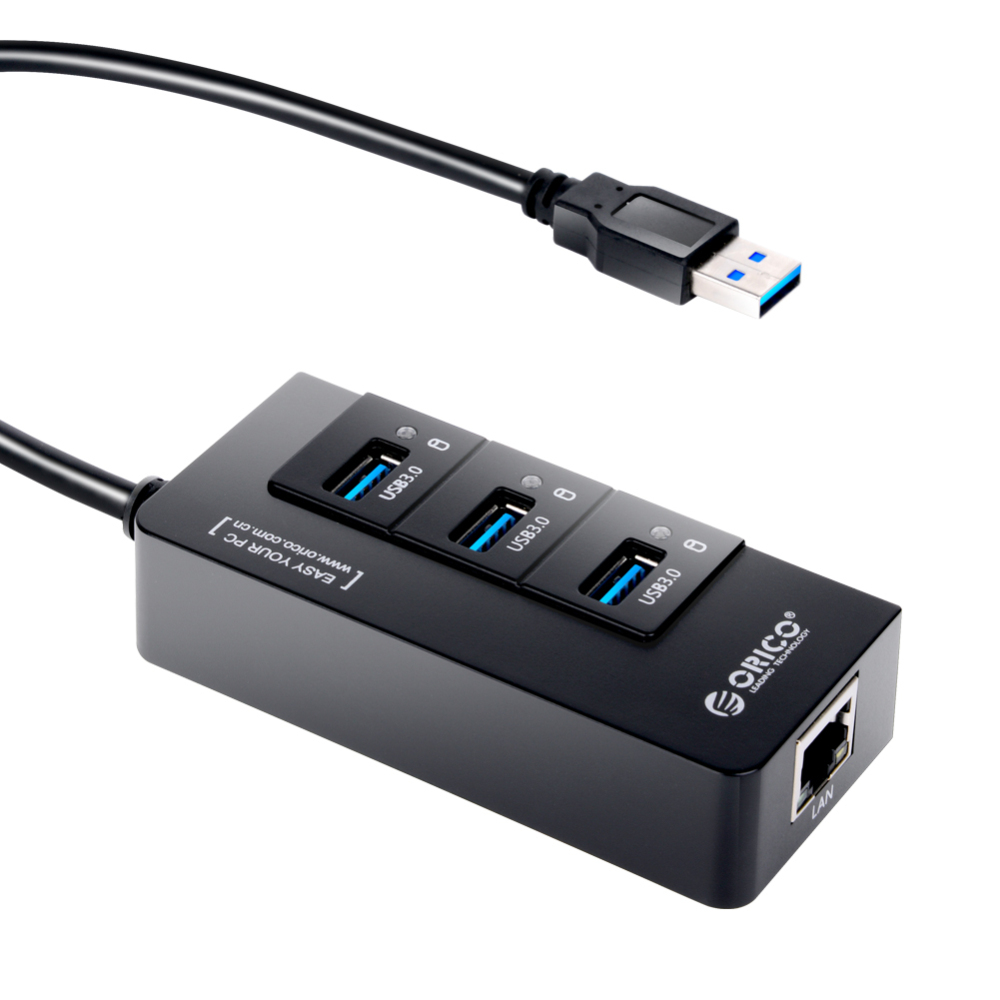 Orico Concentrateur USB 3.0 à 3 ports avec port RL Gigabit RJ45