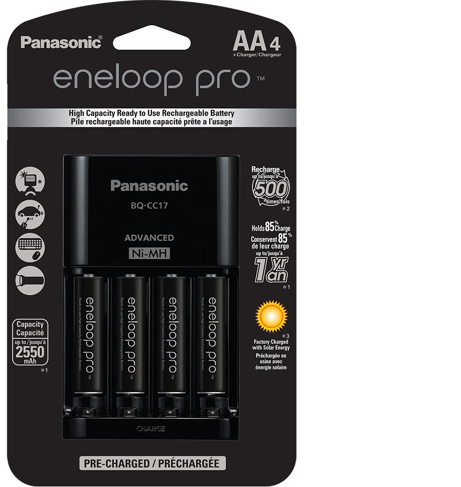 PANASONIC (Eneloop PRO) - Chargeur intelligent + 4 piles AA 2 550 mAh