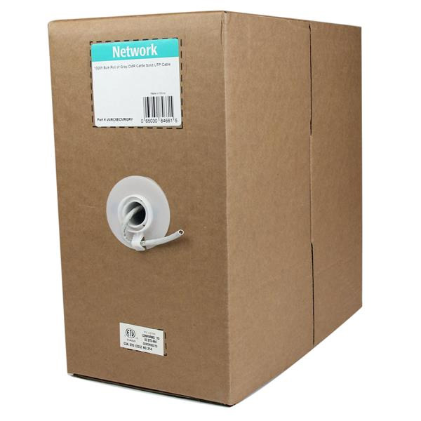 StarTech Cat5e Bulk Roll CMR Solid UTP Cable (Gray) - 1000 ft. (WIRC5ECMRGRY)