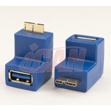 iCAN USB 3.0 A (F) to 90 Degree Micro B (M) Gold-plated Adapter