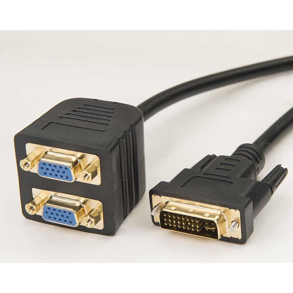 iCAN DVI-I (24+5 pins) to 2 x Female HD14 SVGA Video Dongle - 6 in