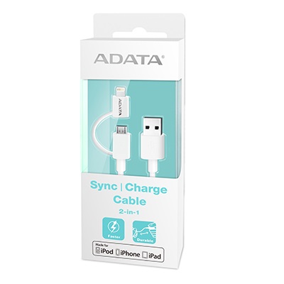 Câble Lightning ADATA 2EN1 de 3,28 pieds