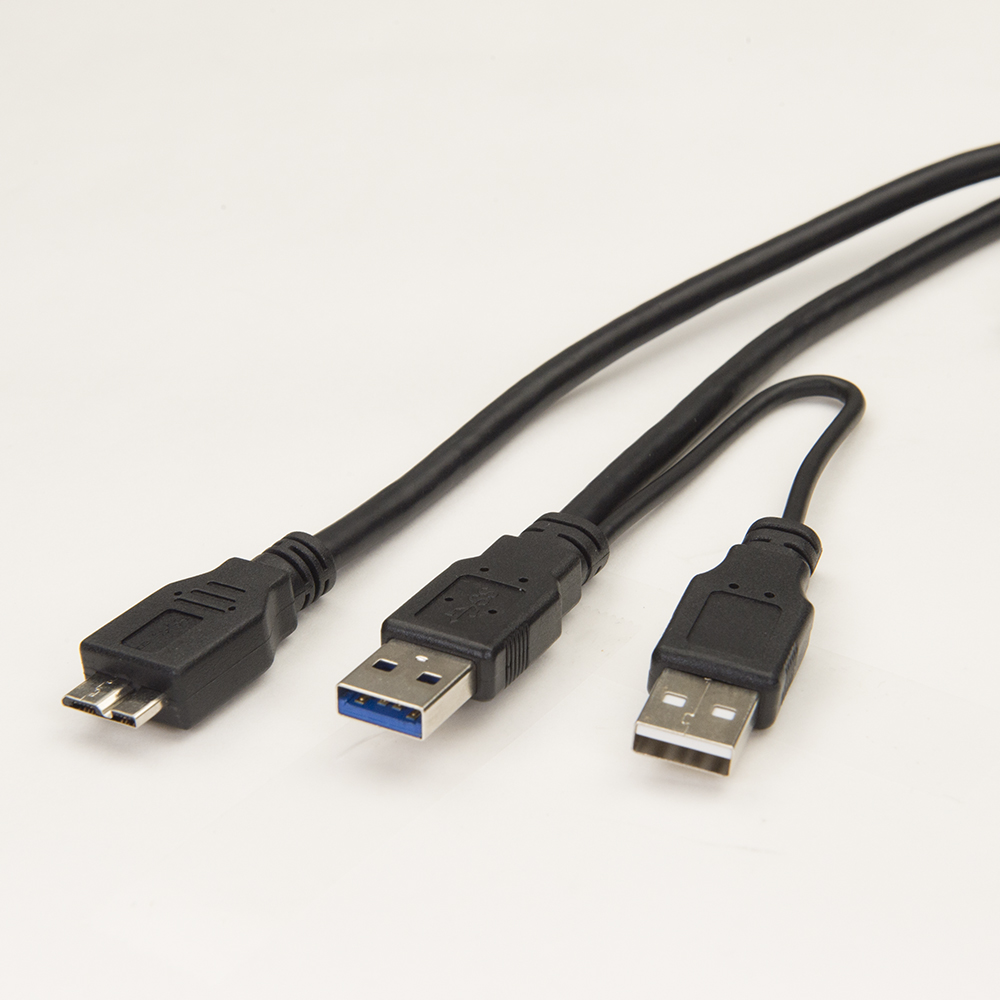 iCAN (USB3SSAAMCB-6Y) - Câble 24/28AWG USB3.0 A mâle vers microB mâle avec diviseur d'entrée d'alimentation USB 2.0 type A p...