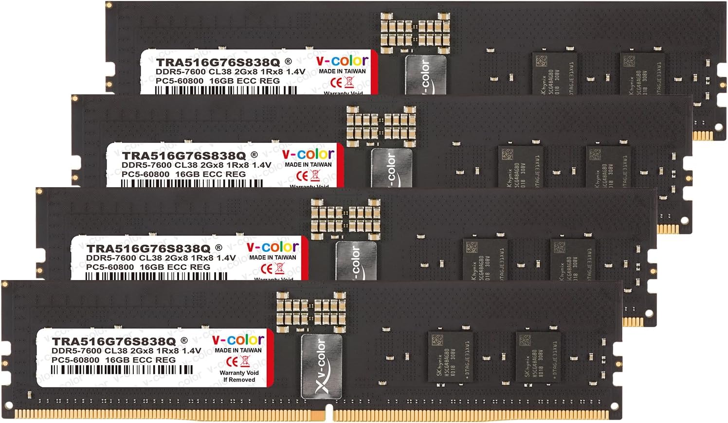 v-color 16 Go (4x16Go) DDR5 7600 MHz CL38 RDIMM