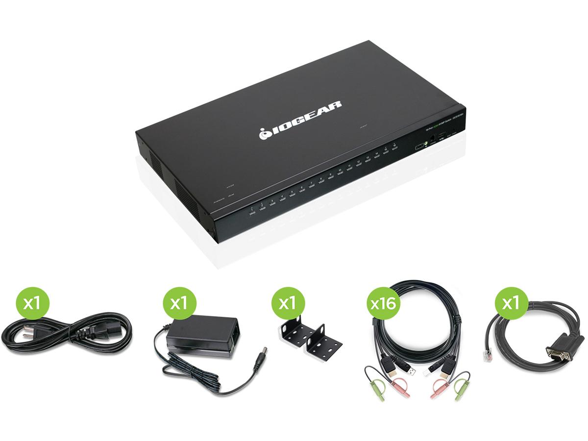IOGEAR 16-PORT USB HDMI KVMP SWITCH WITH 16 USB CABLE KVM SET (TAA)
