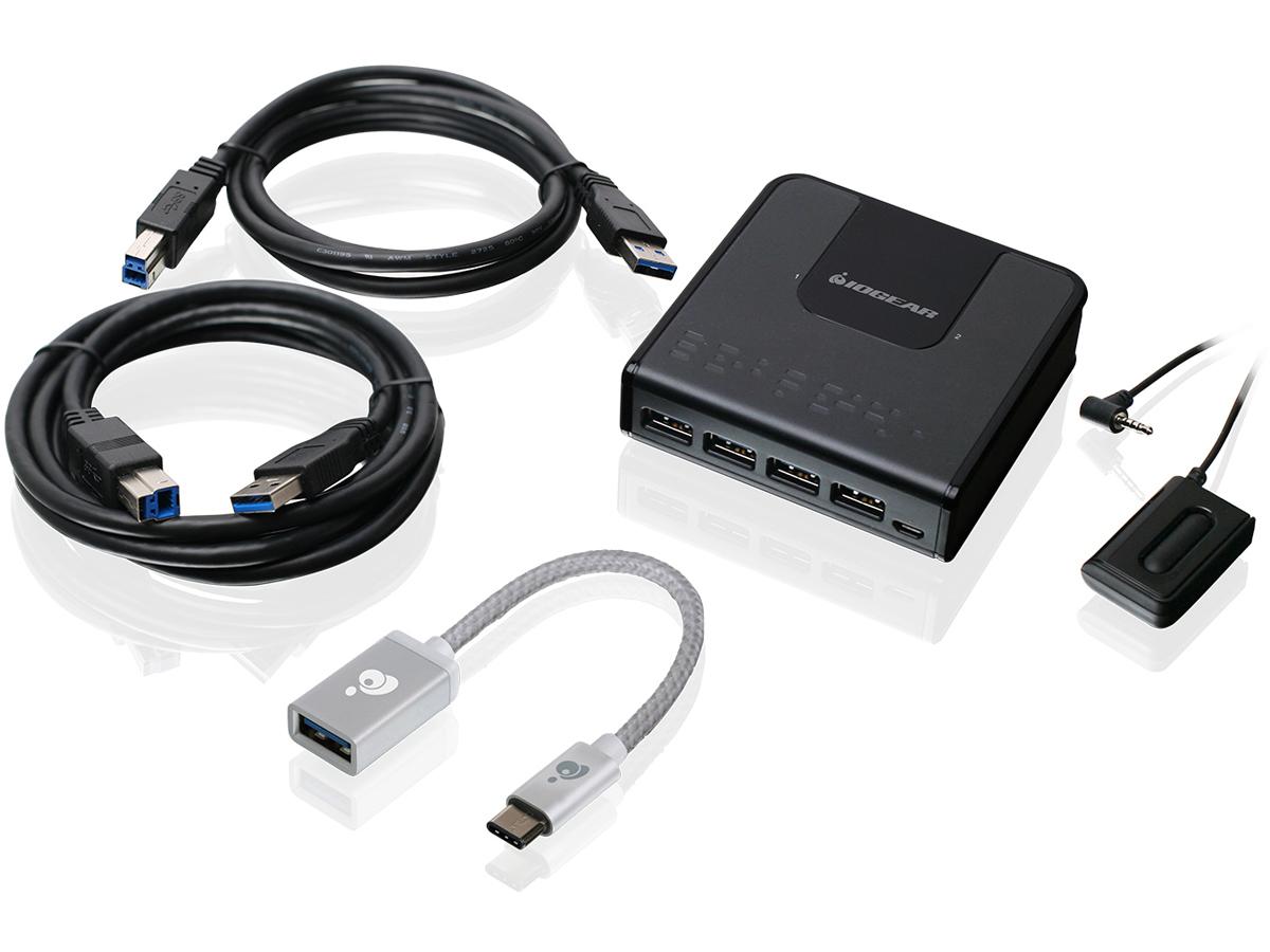 IOGEAR 4X2 USB 3.0 PERPHERAL SHARING SWITCH WITH USB-C ADAPTER