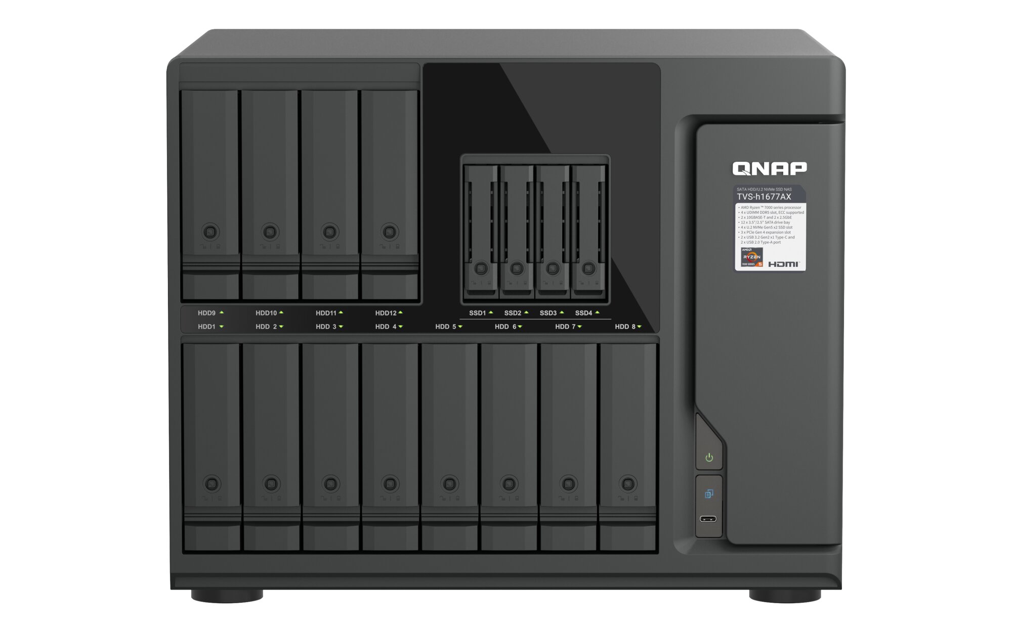 QNAP TVS-h1677AX-R5-16G 16-Bay 3.5" / 2.5" AMD Ryzen 5 7000 SATA III