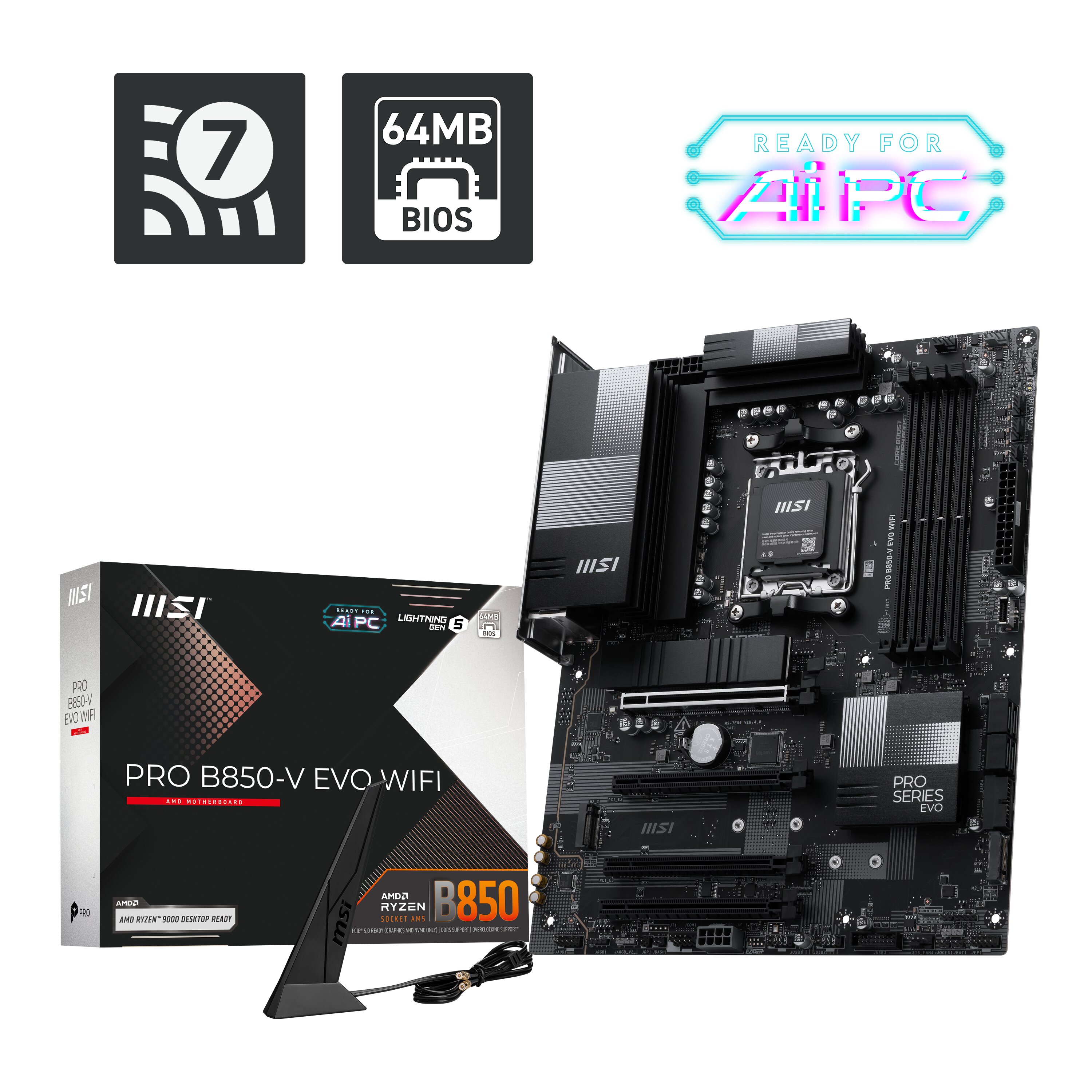 MSI PRO B850-V EVO WIFI AMD AM5 ATX Motherboard