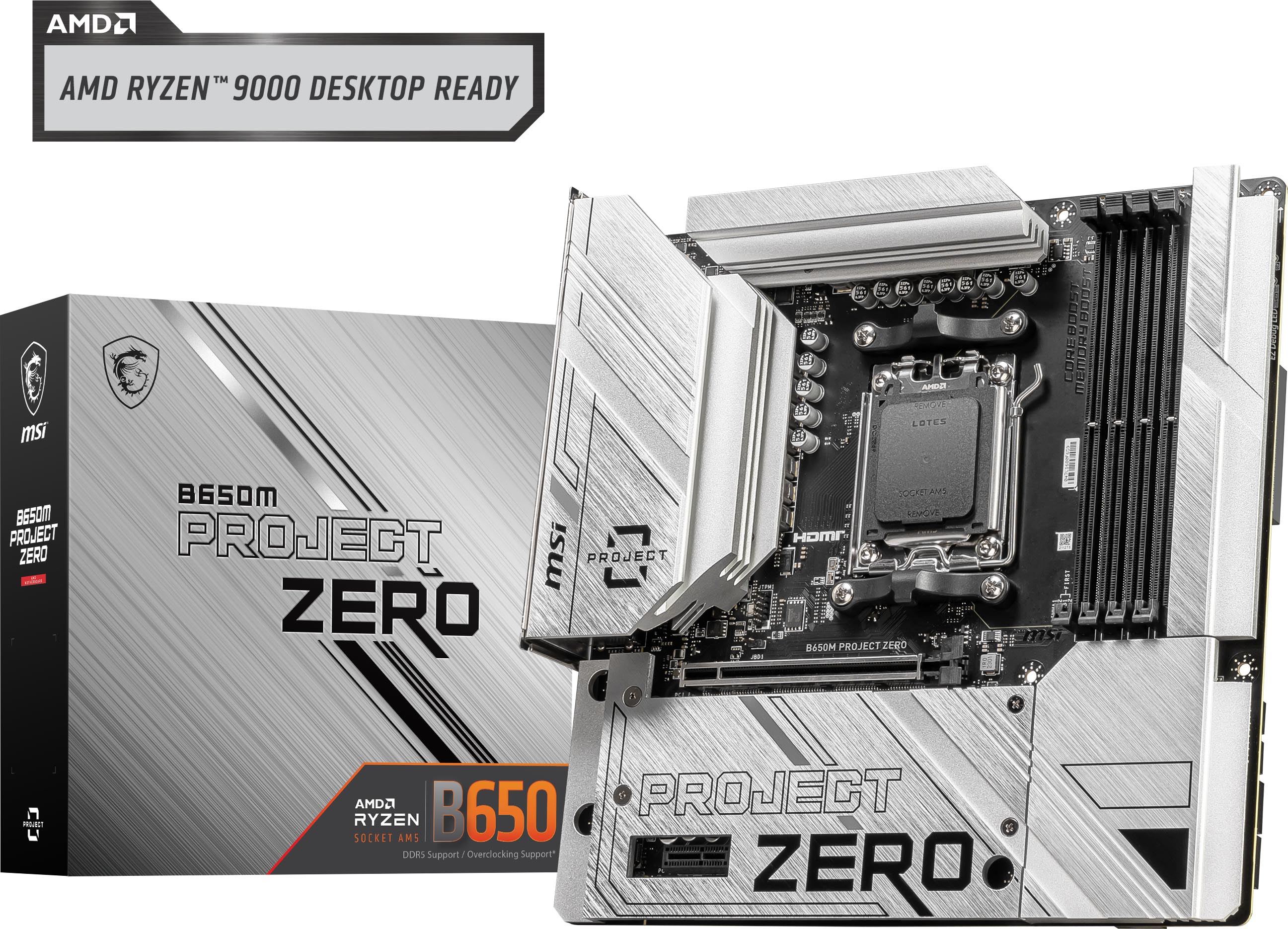 MSI B650M PROJECT ZERO, AMD mATX AM5, prend en charge le processeur de