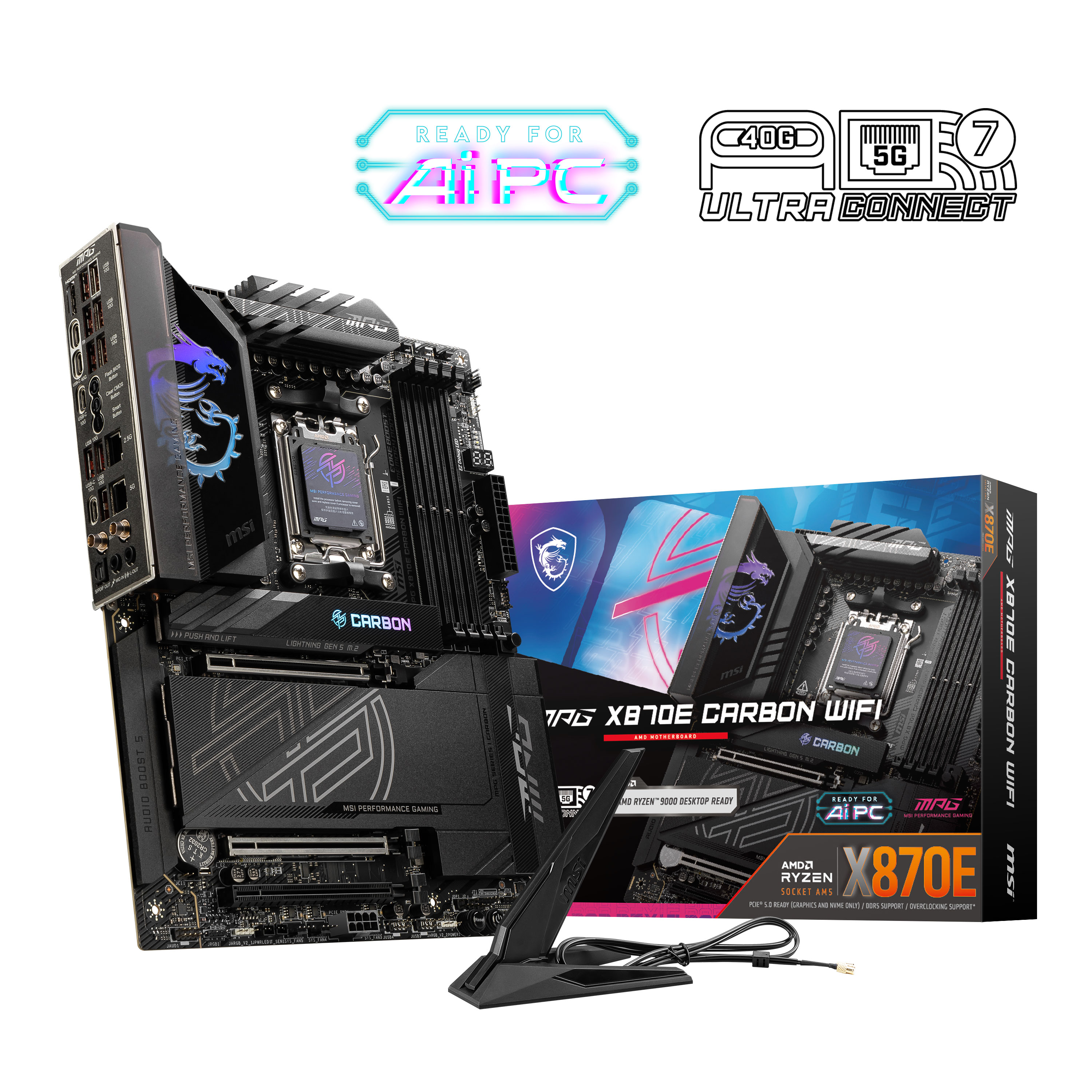 Carte mère MSI MPG X870E CARBON WIFI, AMD X870E ATX AM5(Open Box)