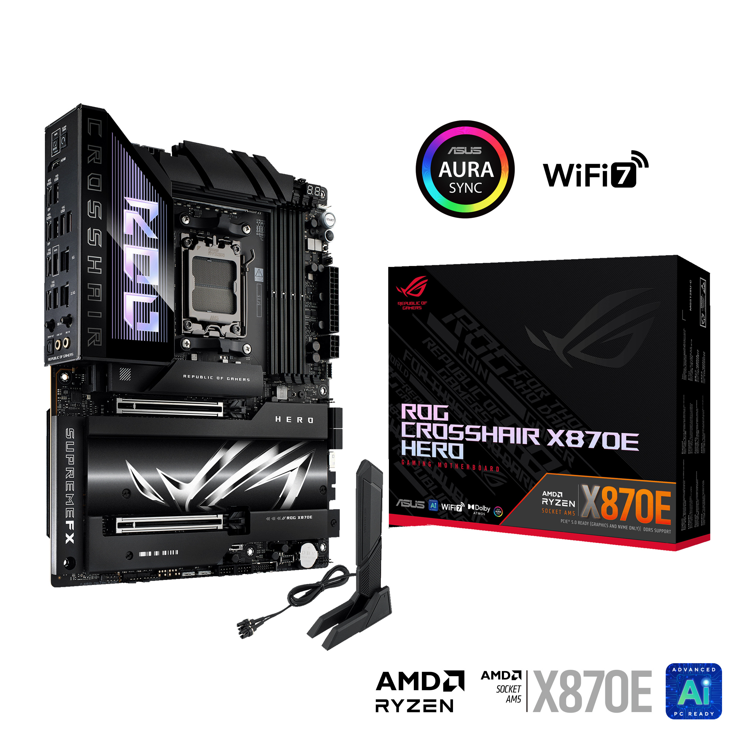 ASUS ROG CROSSHAIR X870E HERO AMD X870E AM5 ATX motherboard