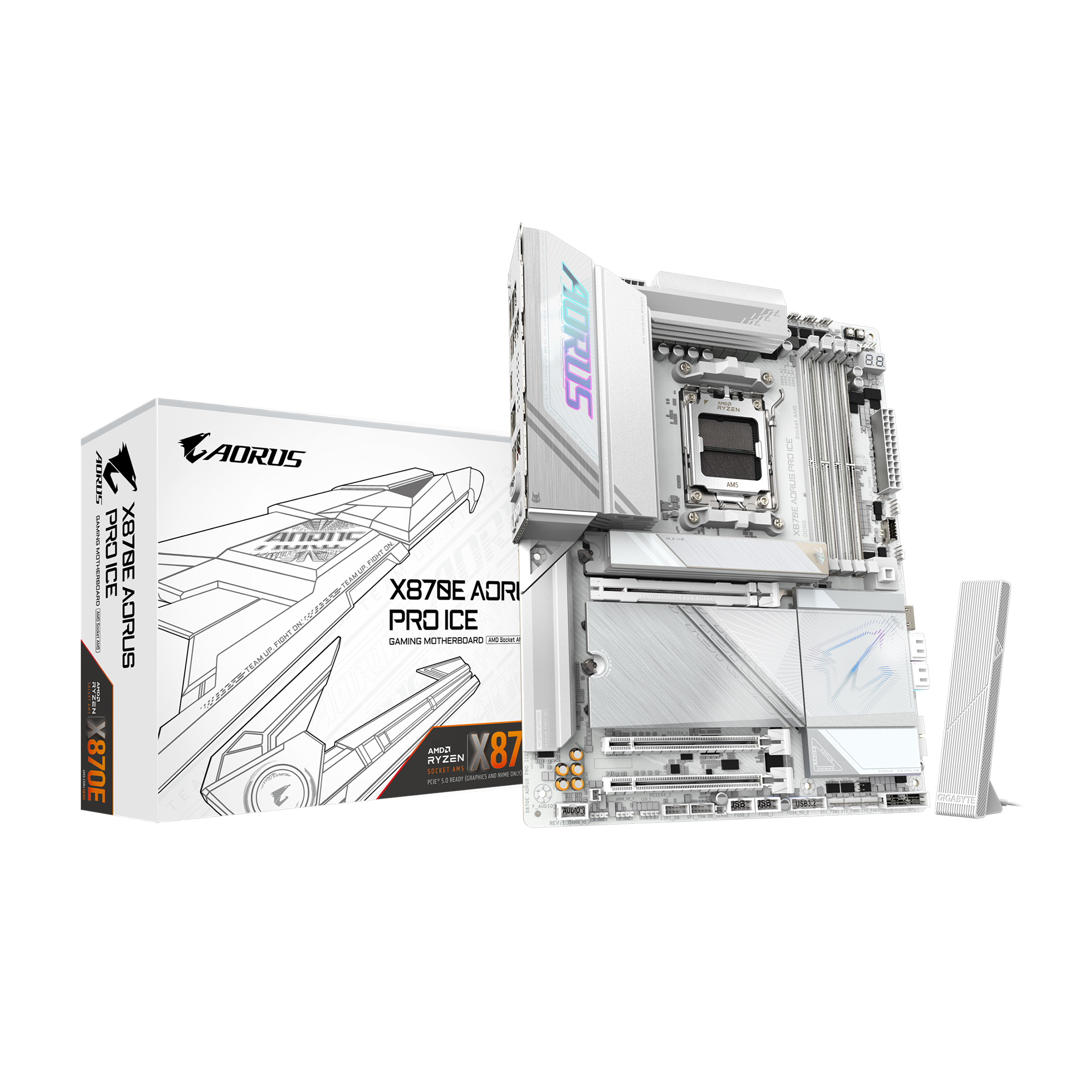 Carte mère GIGABYTE X870E AORUS PRO ICE AMD AM5 LGA 1718, ATX, DDR5