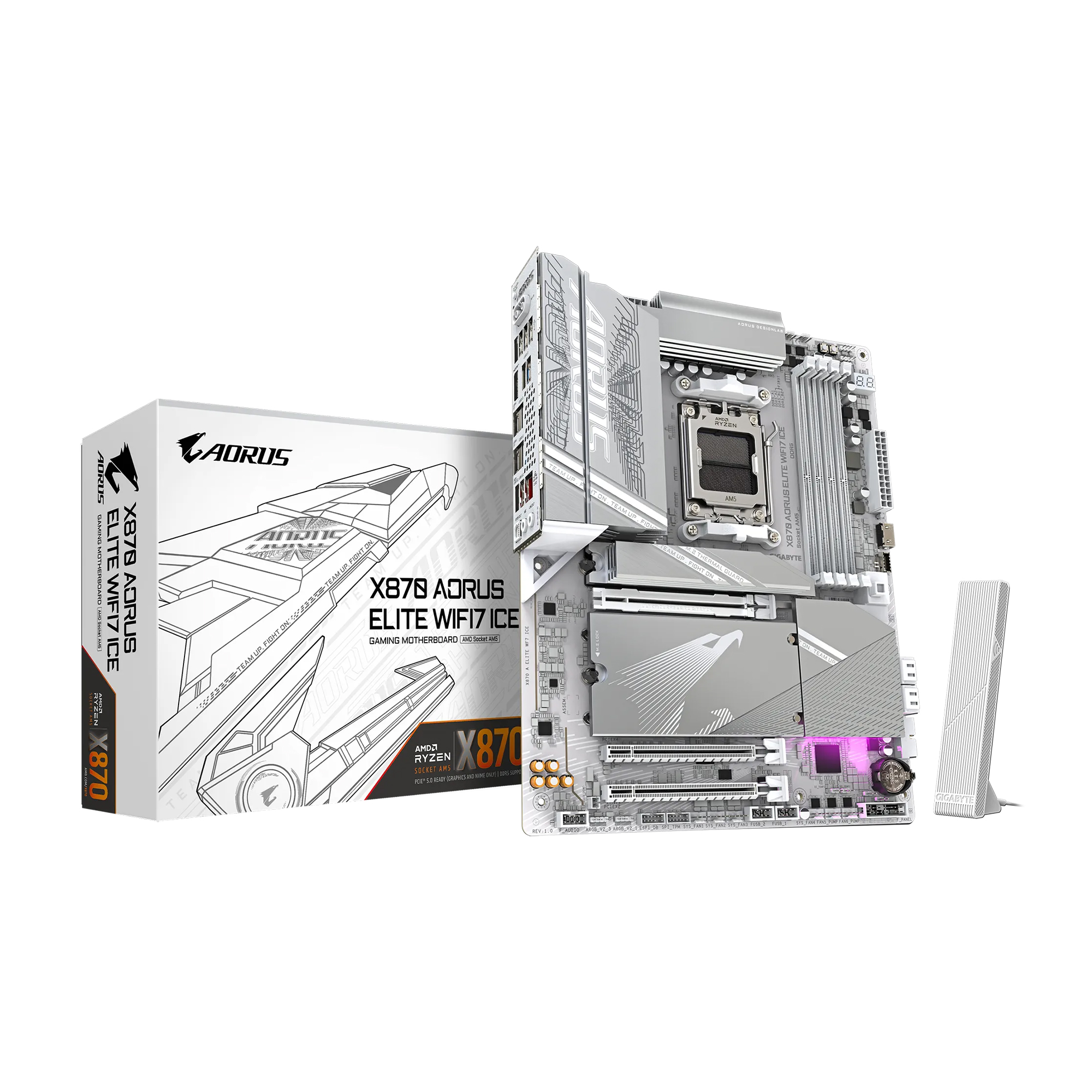 GIGABYTE X870 AORUS ELITE WIFI7 ICE AMD AM5 LGA 1718 Motherboard, ATX
