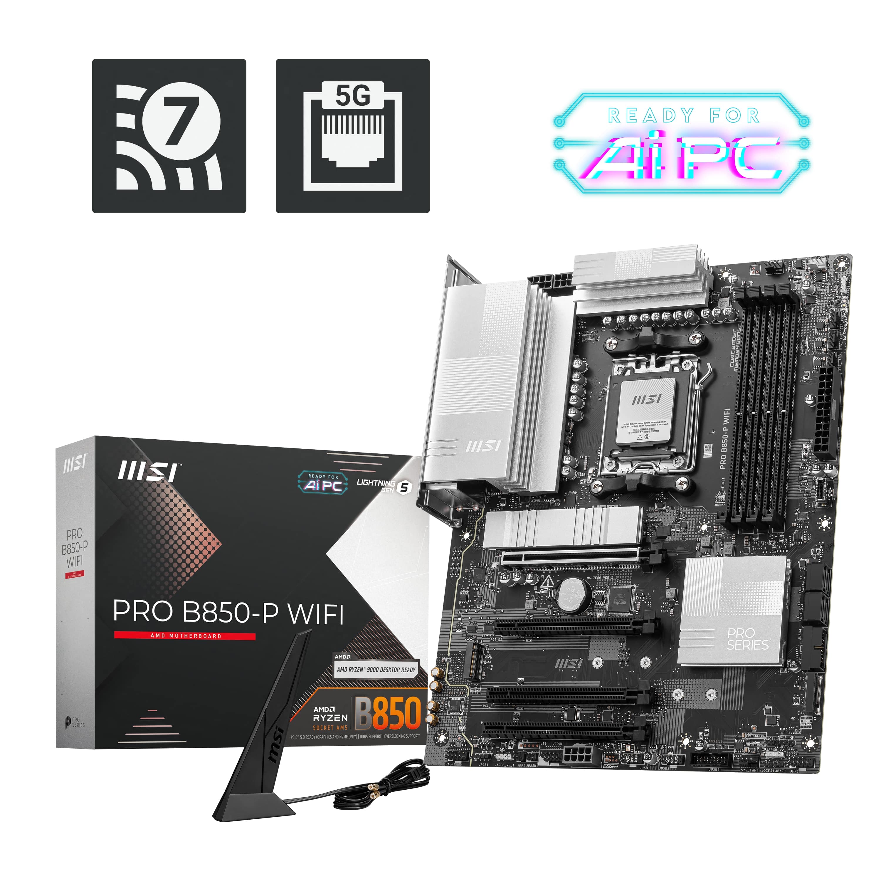 MSI PRO B850-P WIFI, AMD Ryzen™ 9000 / 8000 / 7000 Series Motherboard