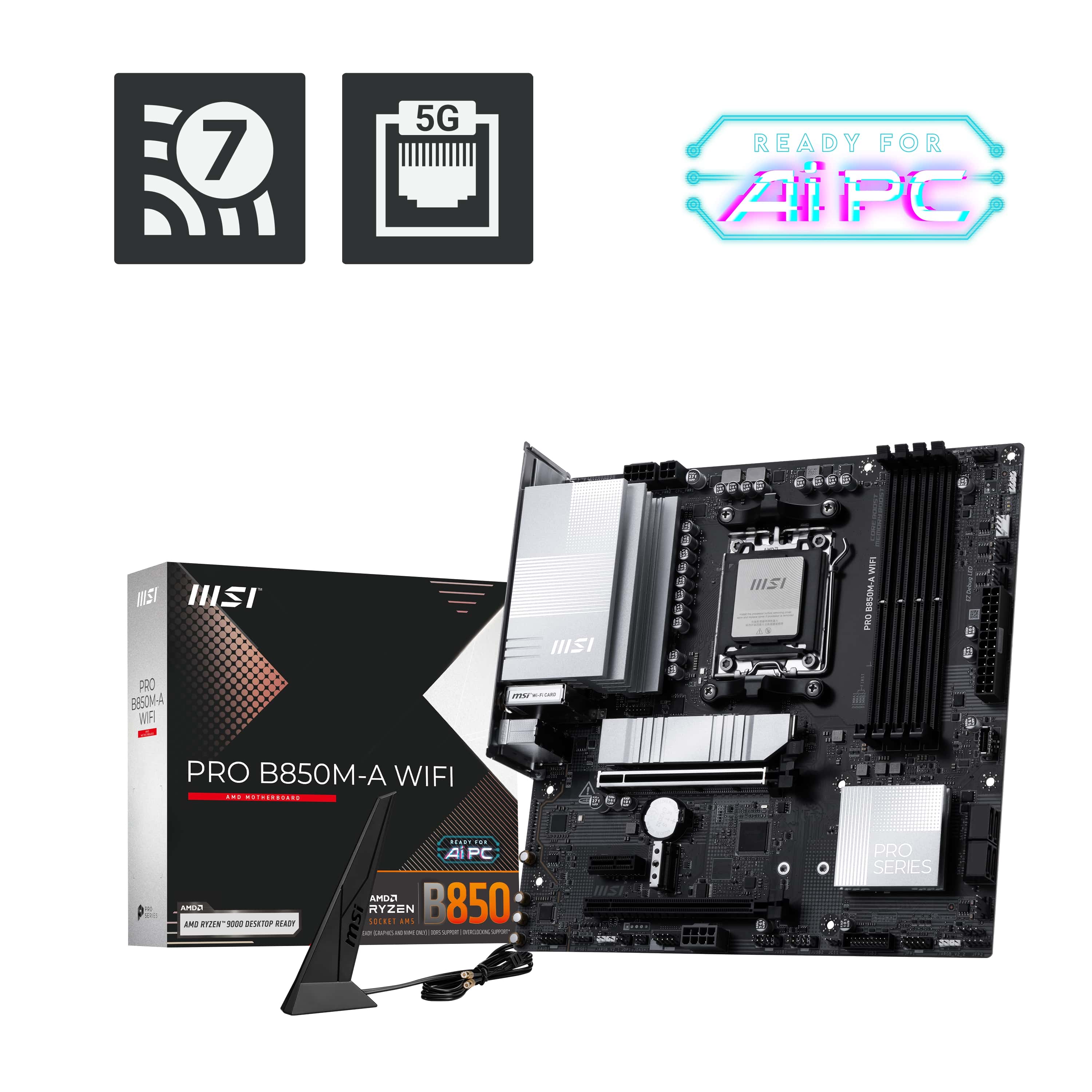 MSI PRO B850M-A WIFI AMD AM5 Micro ATX Motherboard(Open Box)