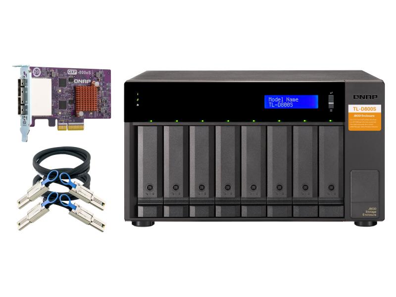 Unité d^extension JBOD QNAP TL-D800S de 8 baies pour NAS (TL-D800S-US) - avec carte hôte PCIe SATA QXP-800eS-A1164 et 2 câbl...