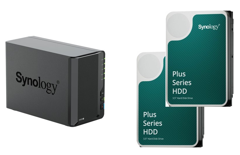 Synology DS225+ DiskStation 2-Bay NAS (Diskless) + 2x Synology Plus 4TB Hard Drive - 3.5" Internal - SATA (SATA/600) - 5400rpm 