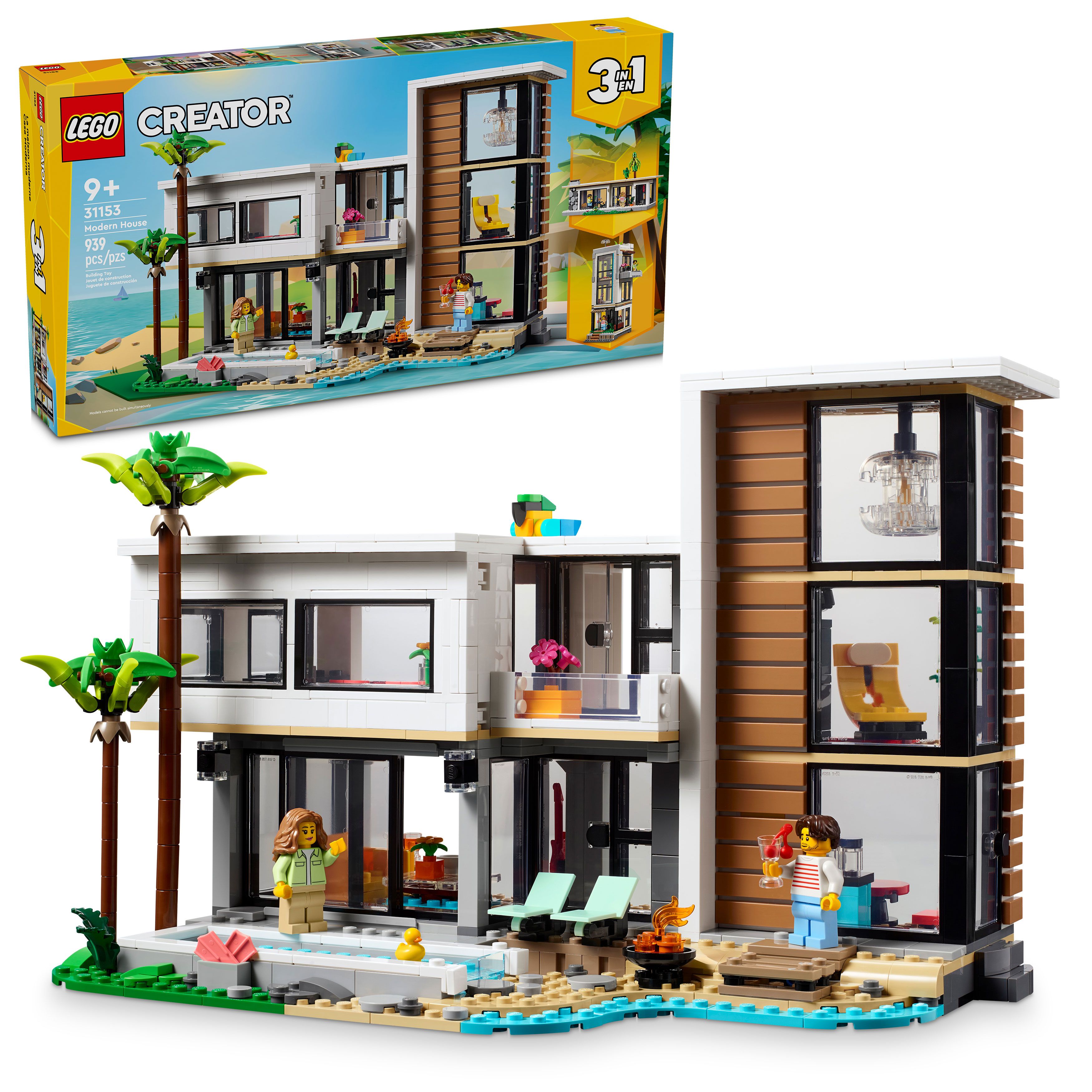 LEGO Creator 3 en 1 Ensemble de jeu de maison moderne et ensemble de c
