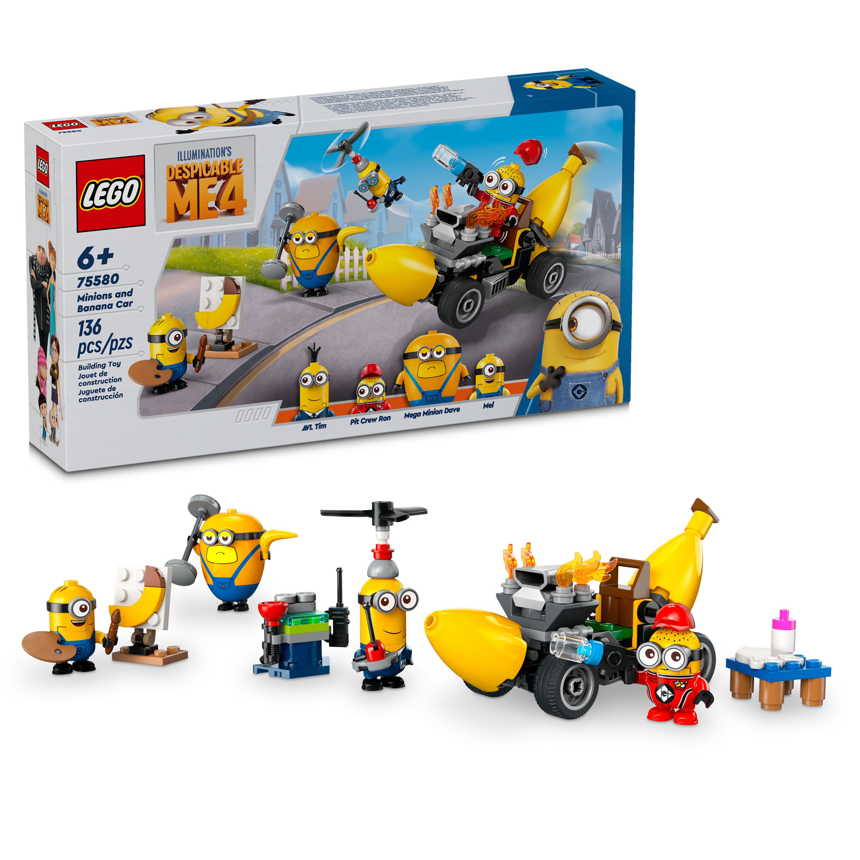 LEGO Moi, moche et méchant 4 Minions et voiture banane,75580