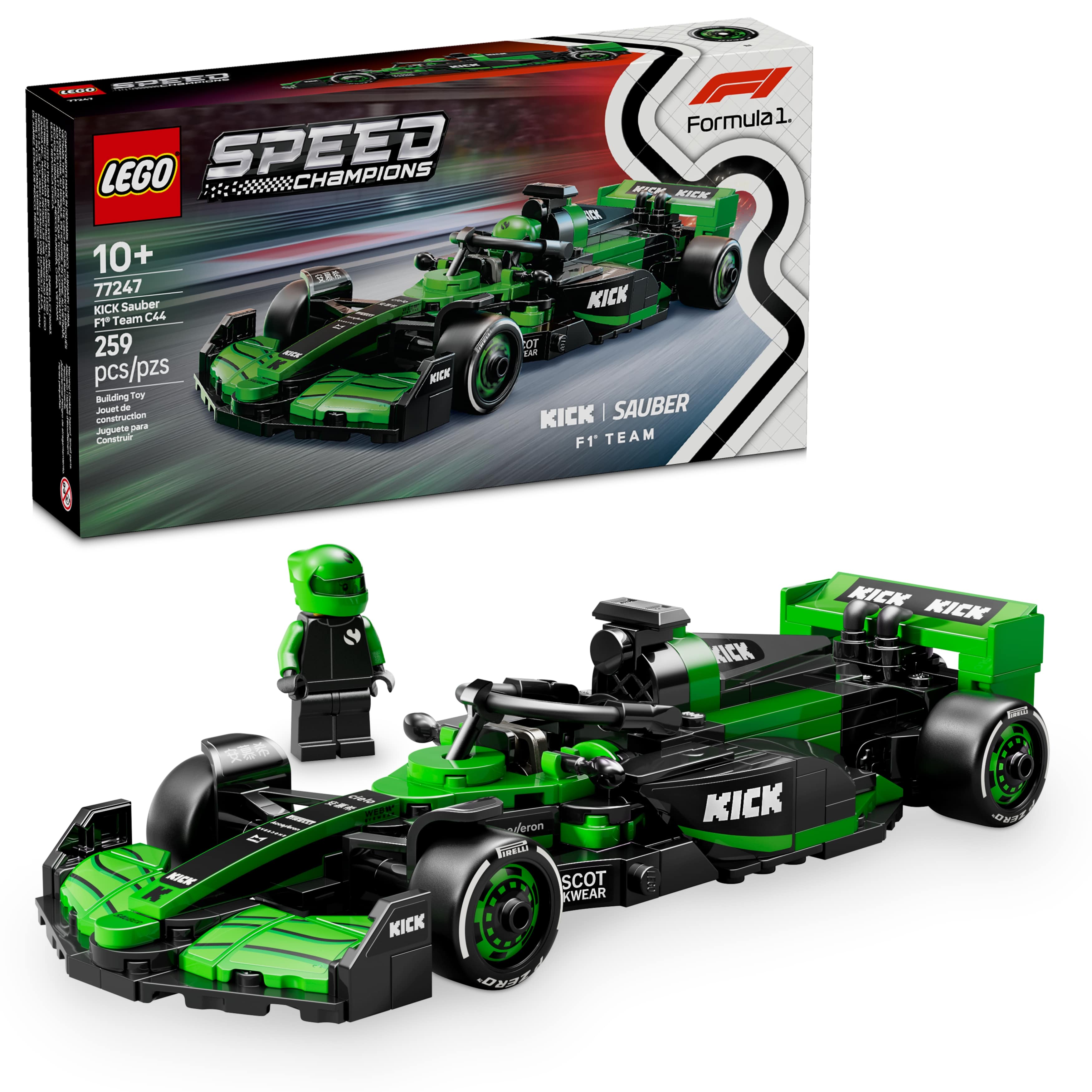 LEGO Speed Champions Voiture de course KICK Sauber F1 Team C44, Jouet