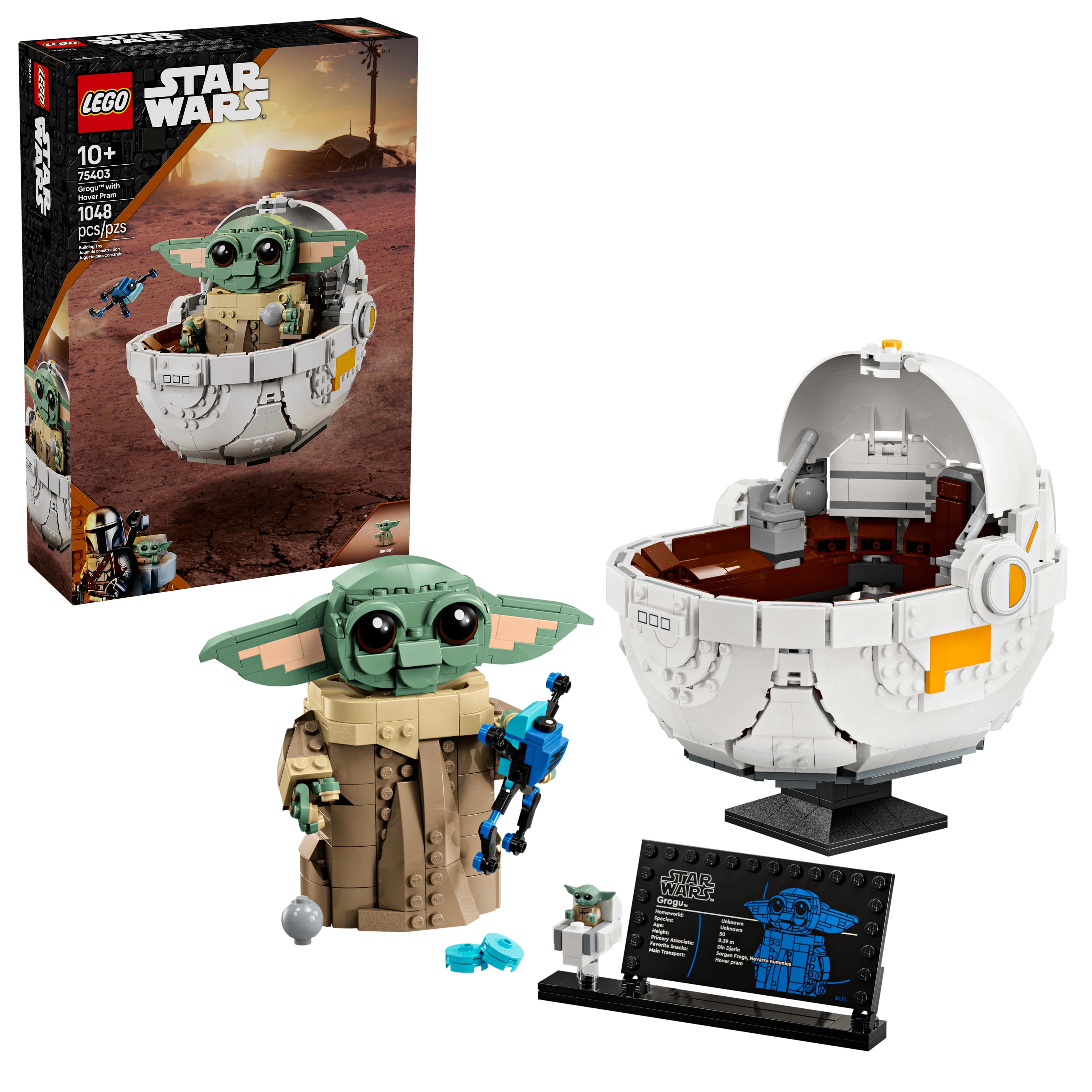 LEGO Star Wars : Le Mandalorien Grogu et son landau à répulseurs, Figu