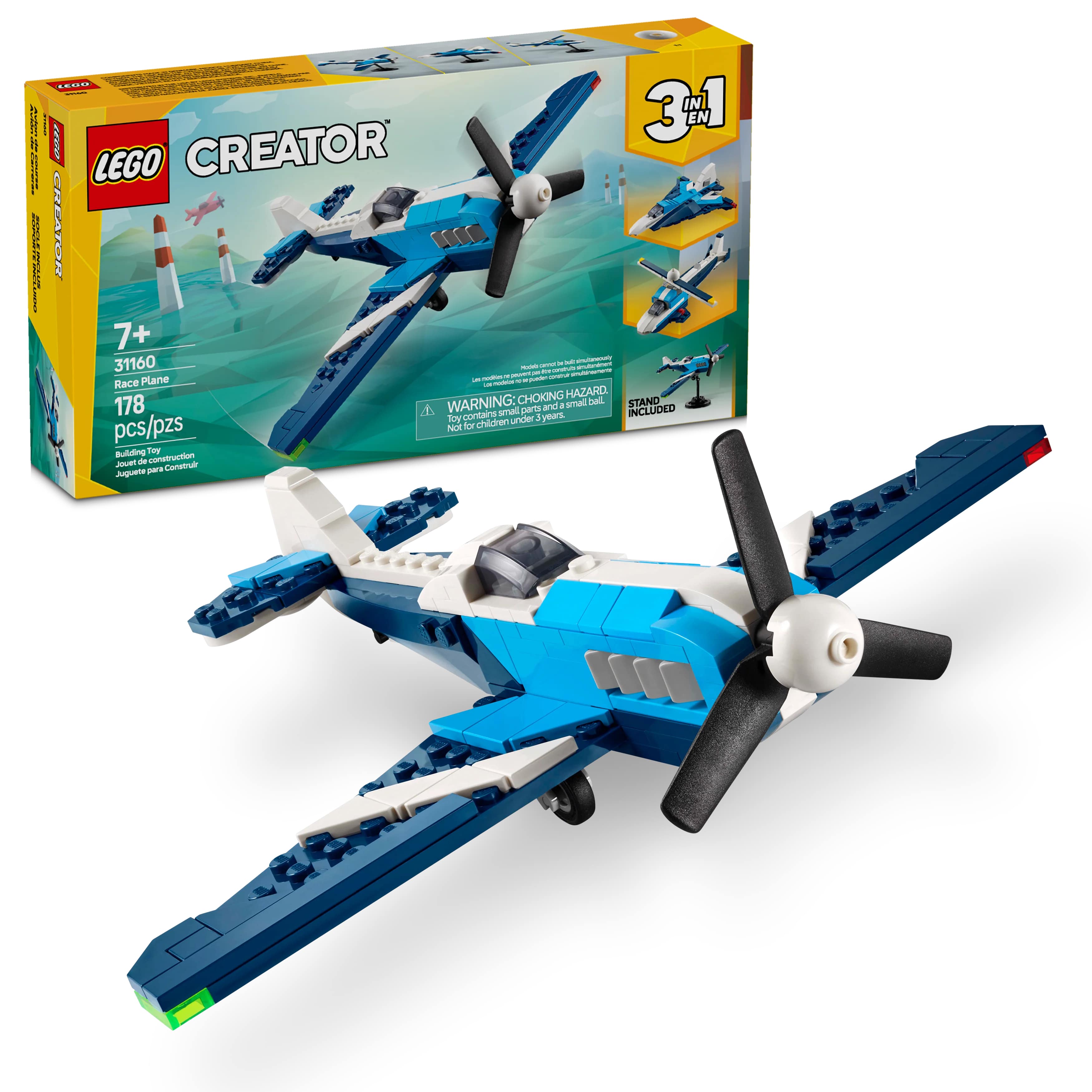 LEGO Creator 3in1 Aircraft: Race Plane Toy Vehicle Playset 31160