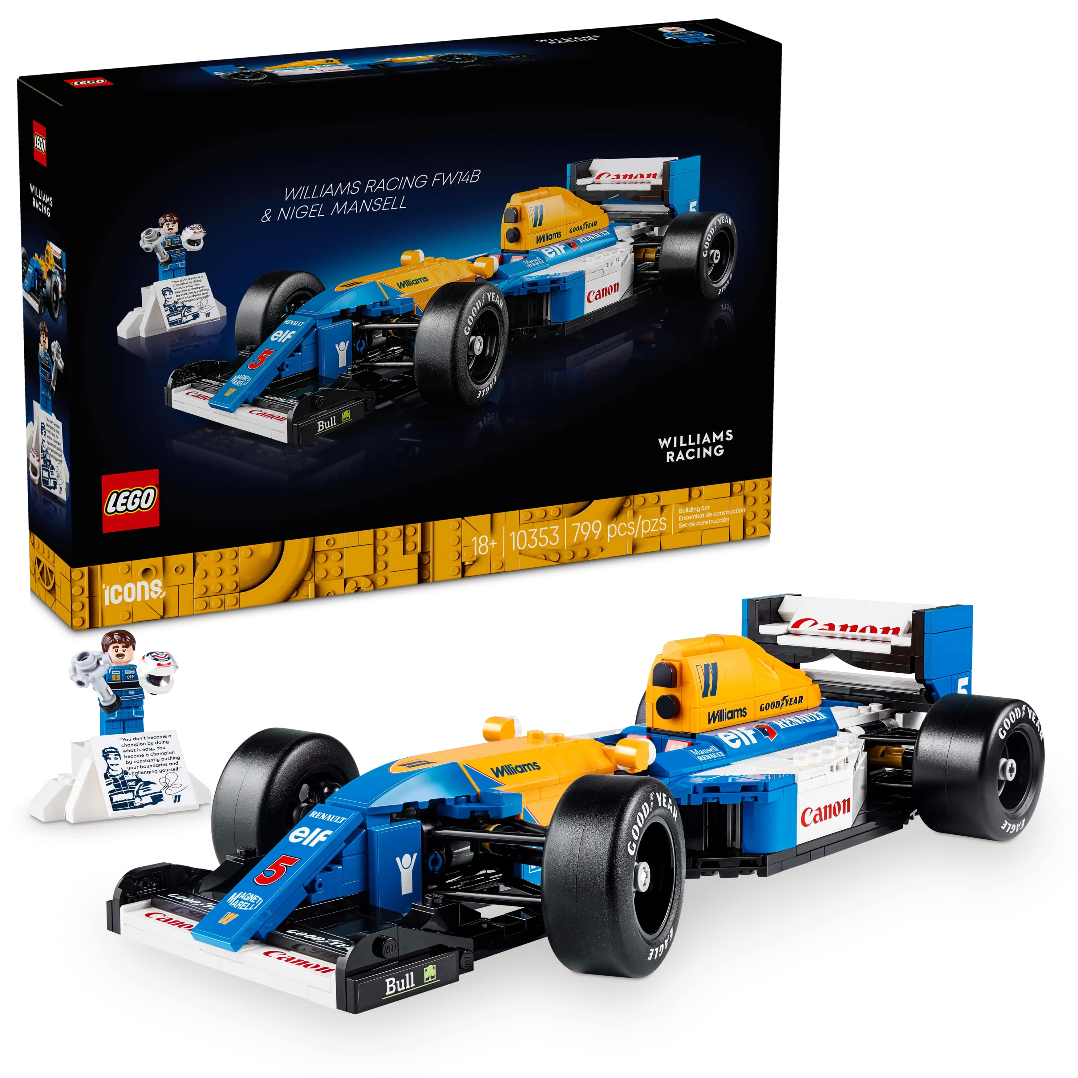 LEGO Icons Williams Racing FW14B & Nigel Mansell Home Office Desk Decor 10353