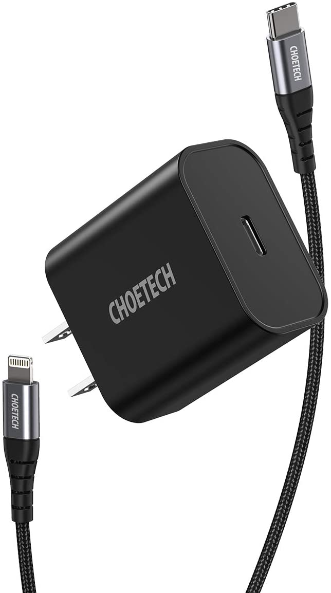 Choetech 18W USB-C PD Wall Charger, 1.2m Cable