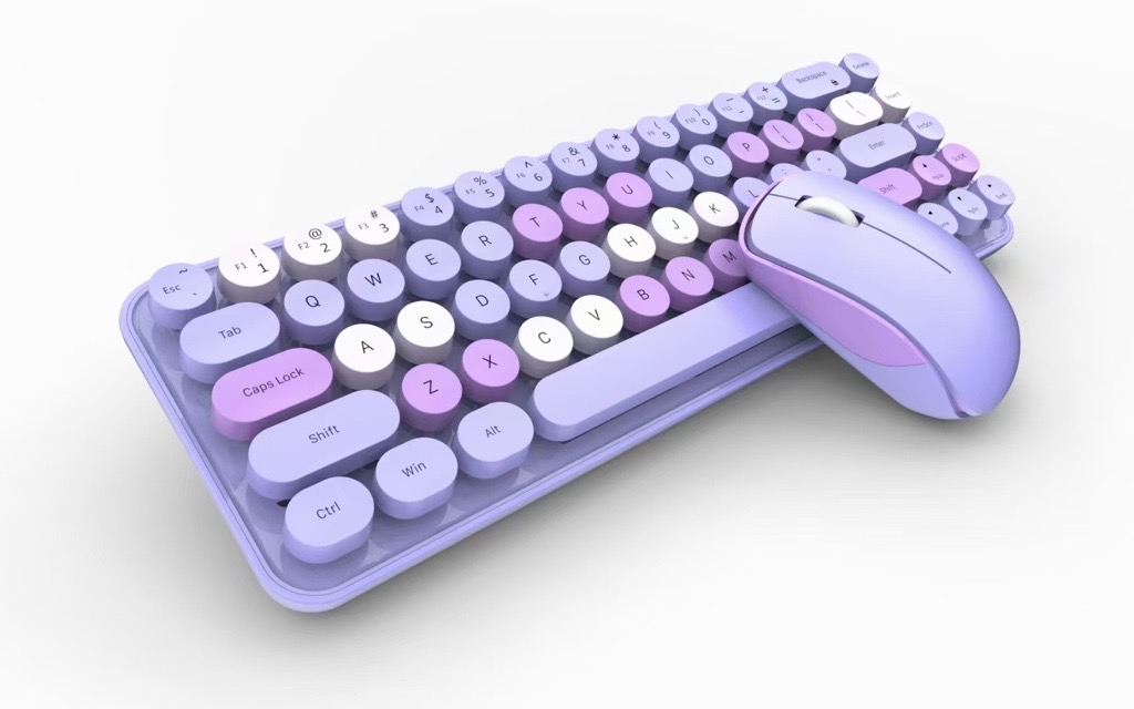 Mofii SMK-676367AG Wireless Keyboard and Mouse Combo, Purple(Open Box)