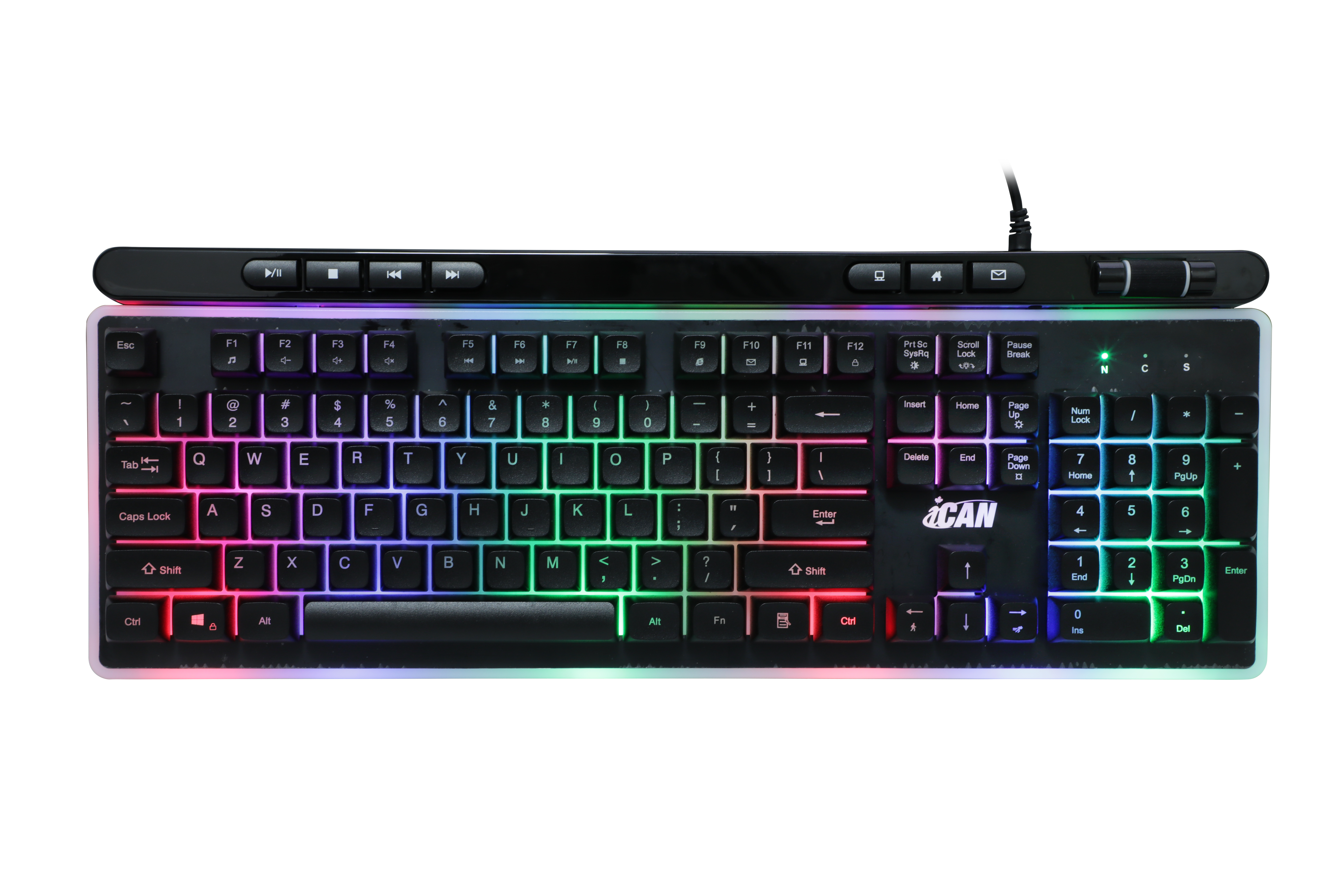 iCAN 104 Key Wired Rainbow Backlit Gaming Keyboard