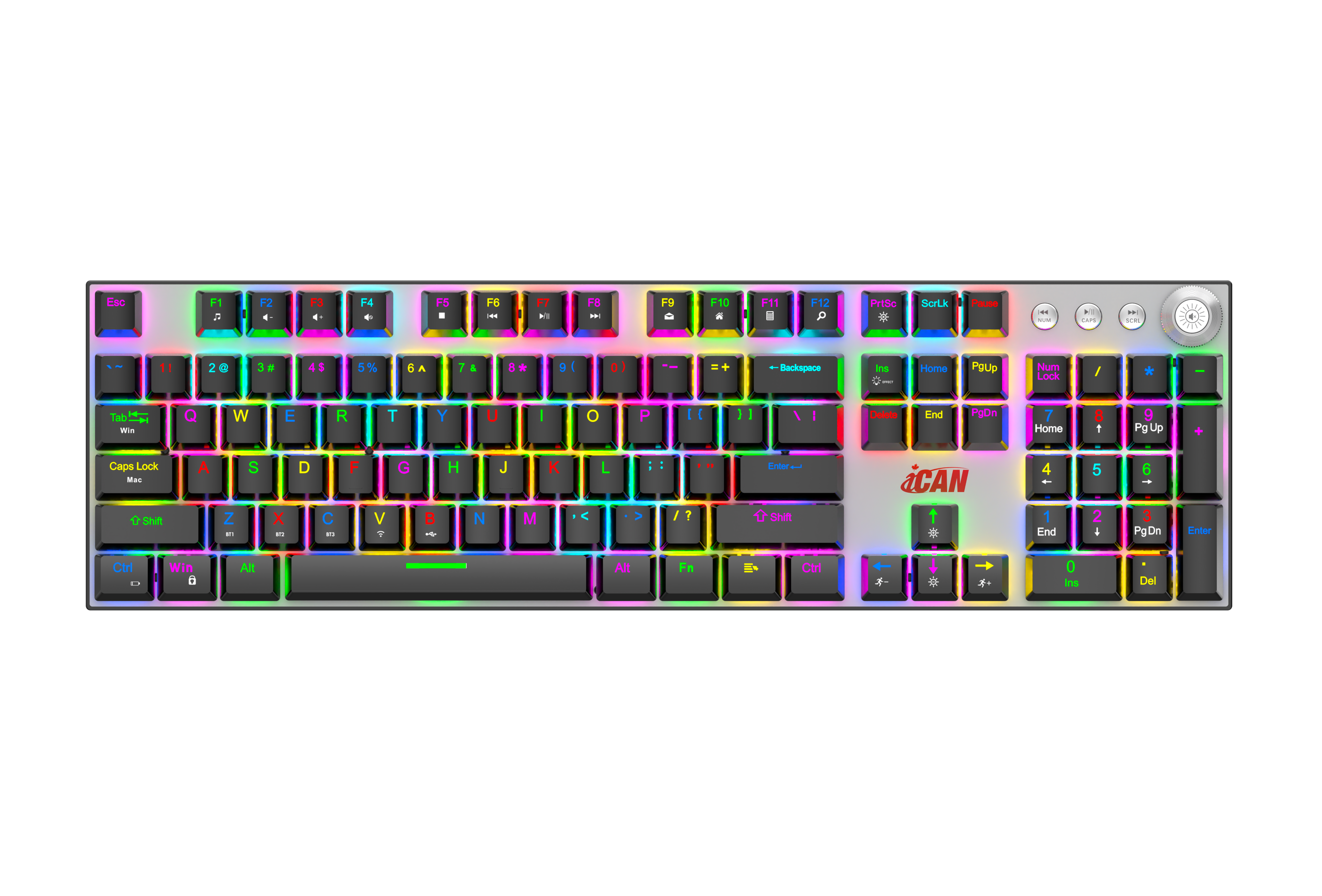 iCAN 108 Key Tri-Mode RGB Gaming Keyboard with Multimedia Control