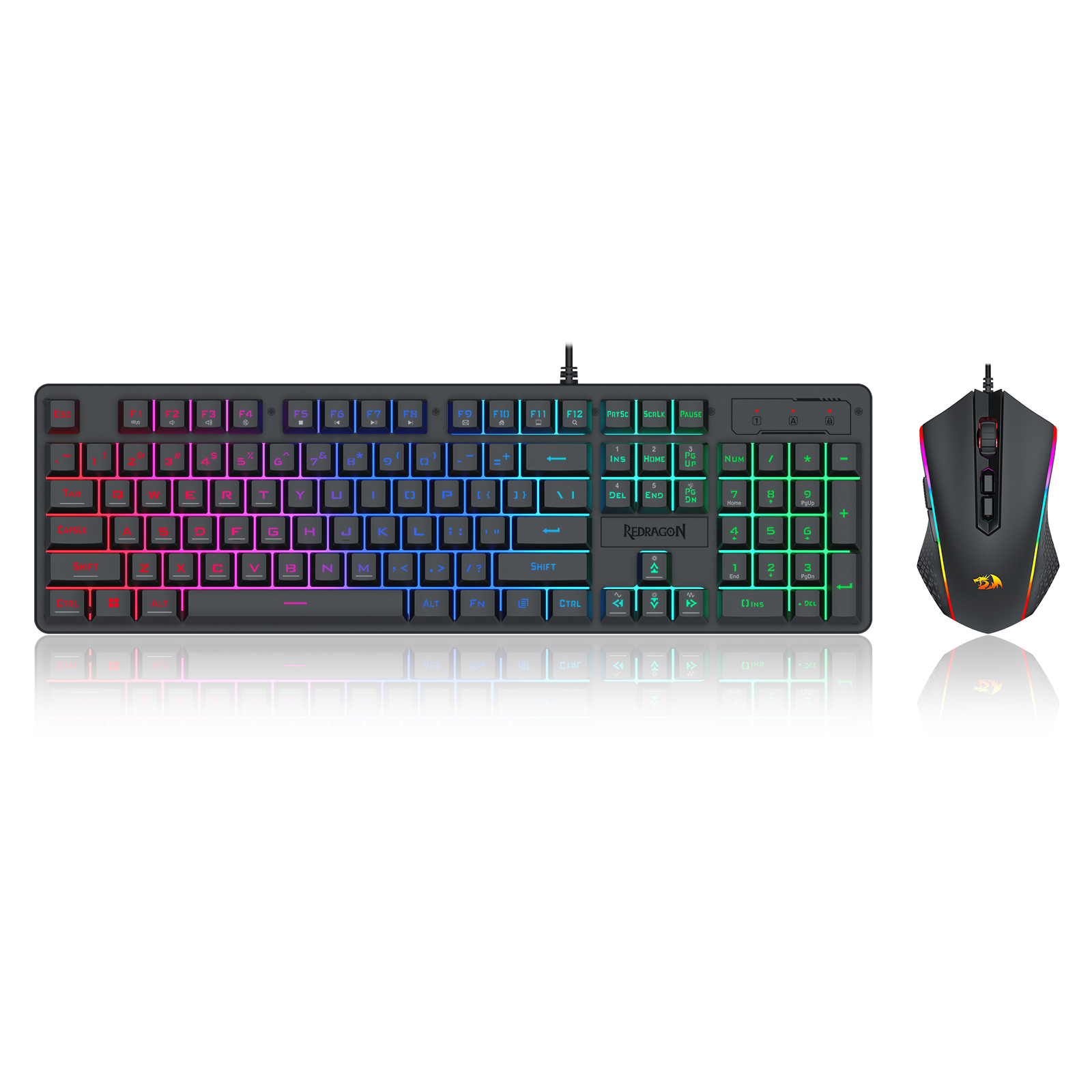 Redragon S107-RGB Wired Membrane Gaming Keyboard & Mouse 2-in-1 Combo(Open Box)