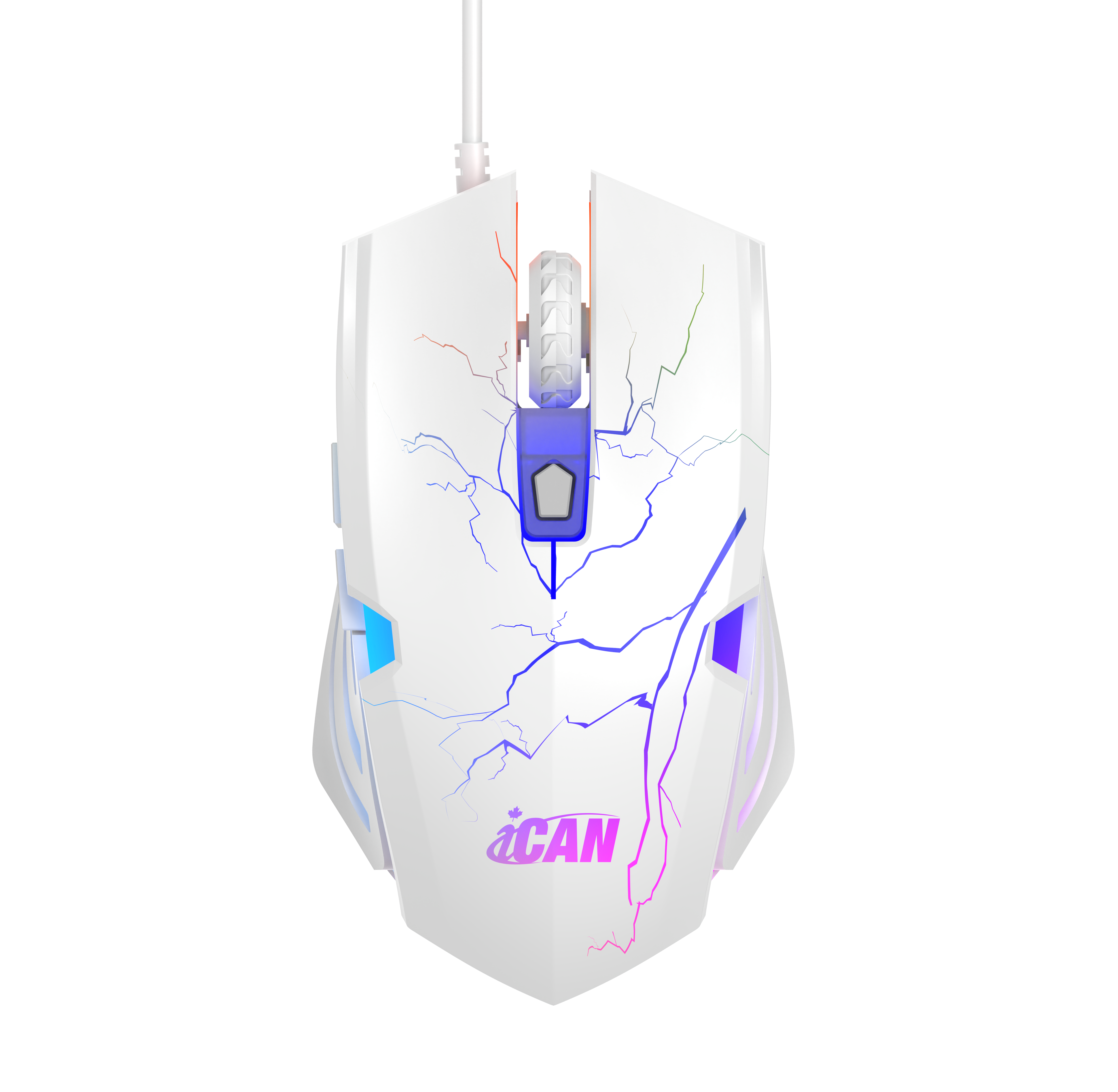 iCAN CM630U Wired White RGB Gaming Mouse, 7200 DPI, 6 Buttons(Open Box)
