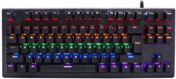 iCAN MK106 Black Wired Rainbow Mechanical Gaming Keyboard, 87 Keys