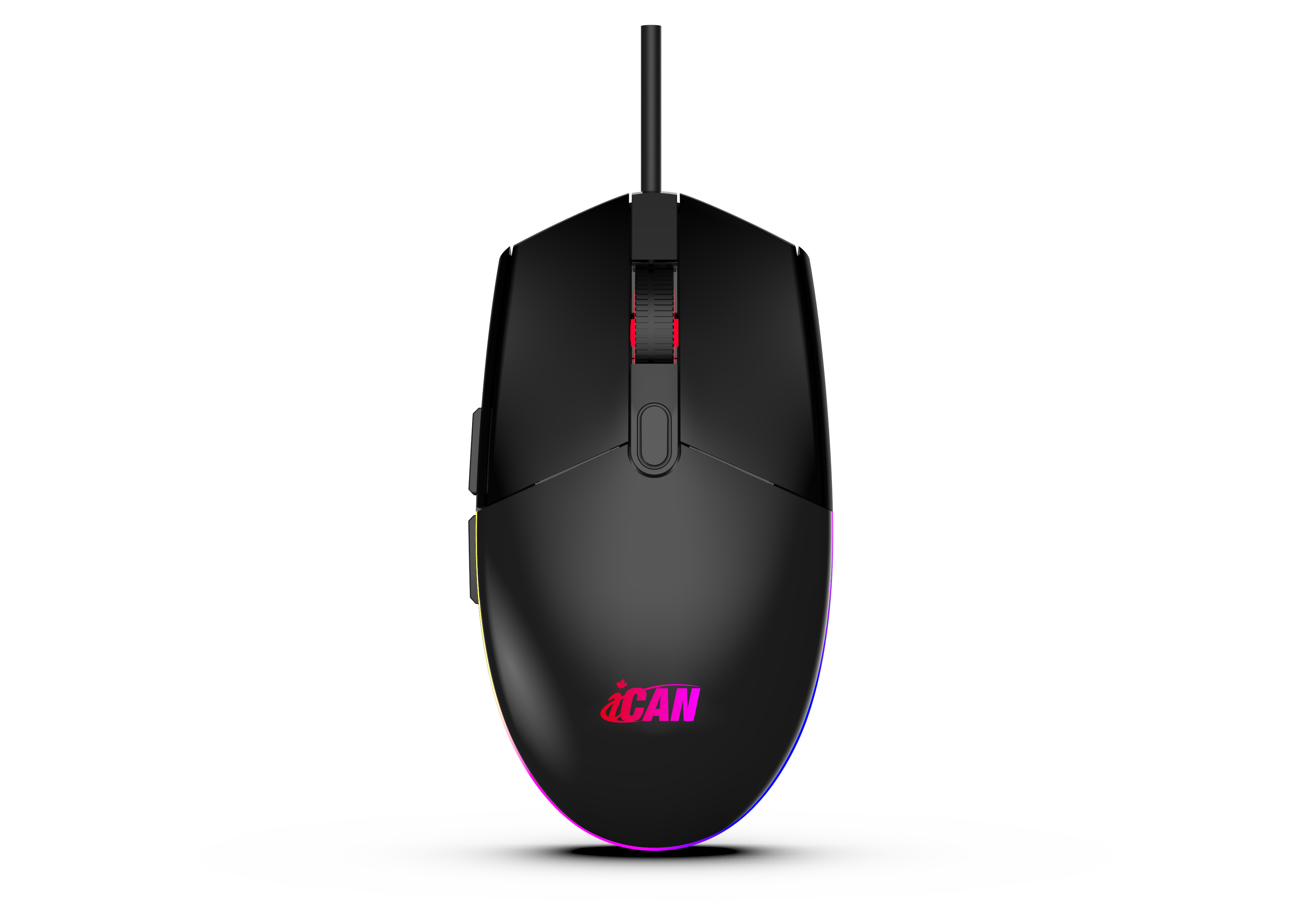Souris de jeu filaire iCAN GM1011 noire RGB, 6 boutons, 1600 DPI