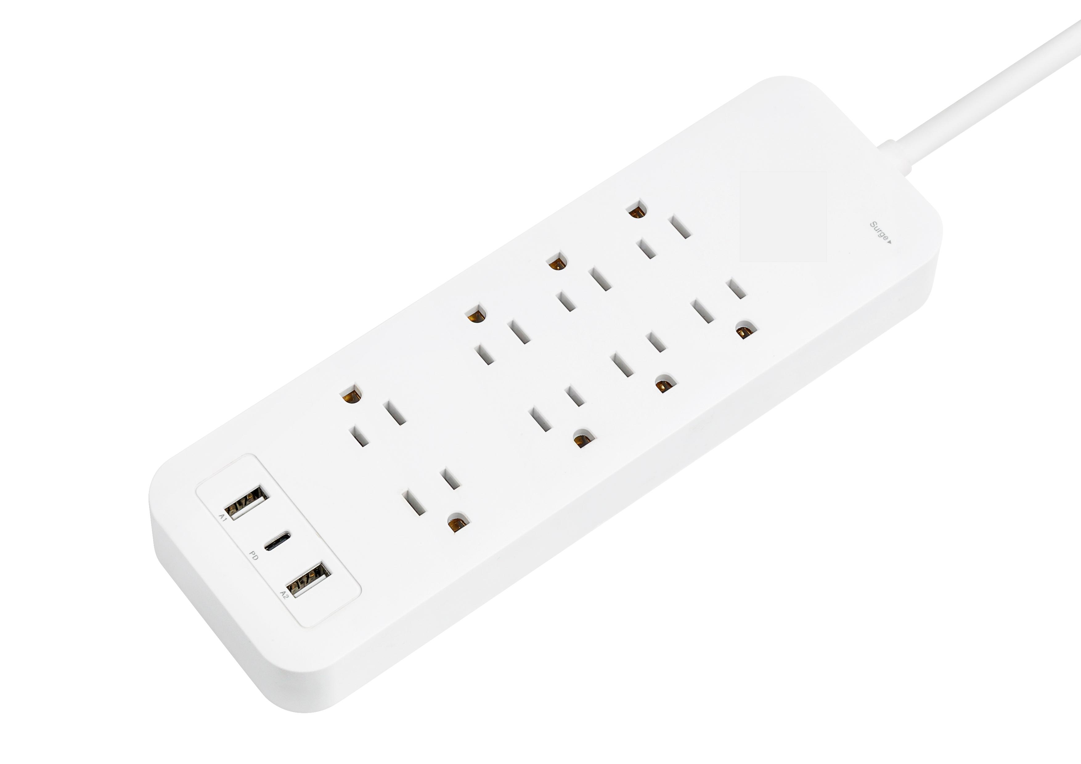 iCAN 8 Outlets Surge Protector with 2 USB-A and 1 USB-C, 6ft Cord