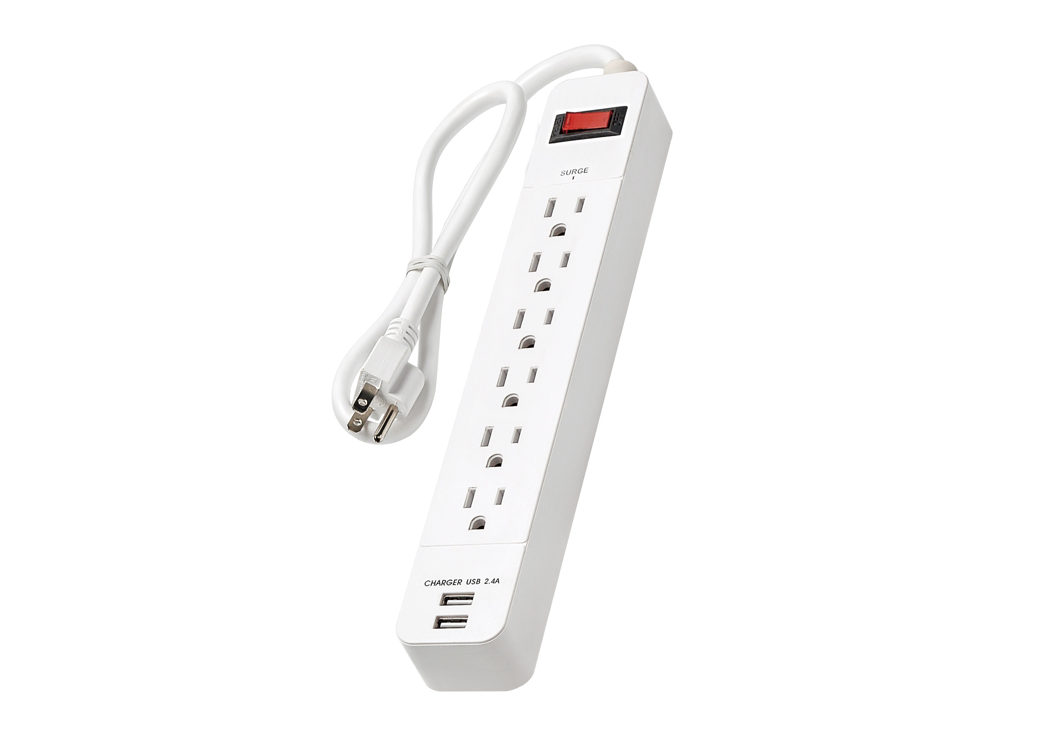 iCAN 6 Outlets 2 USB-A Surge Protector with 6ft Cord(Open Box)