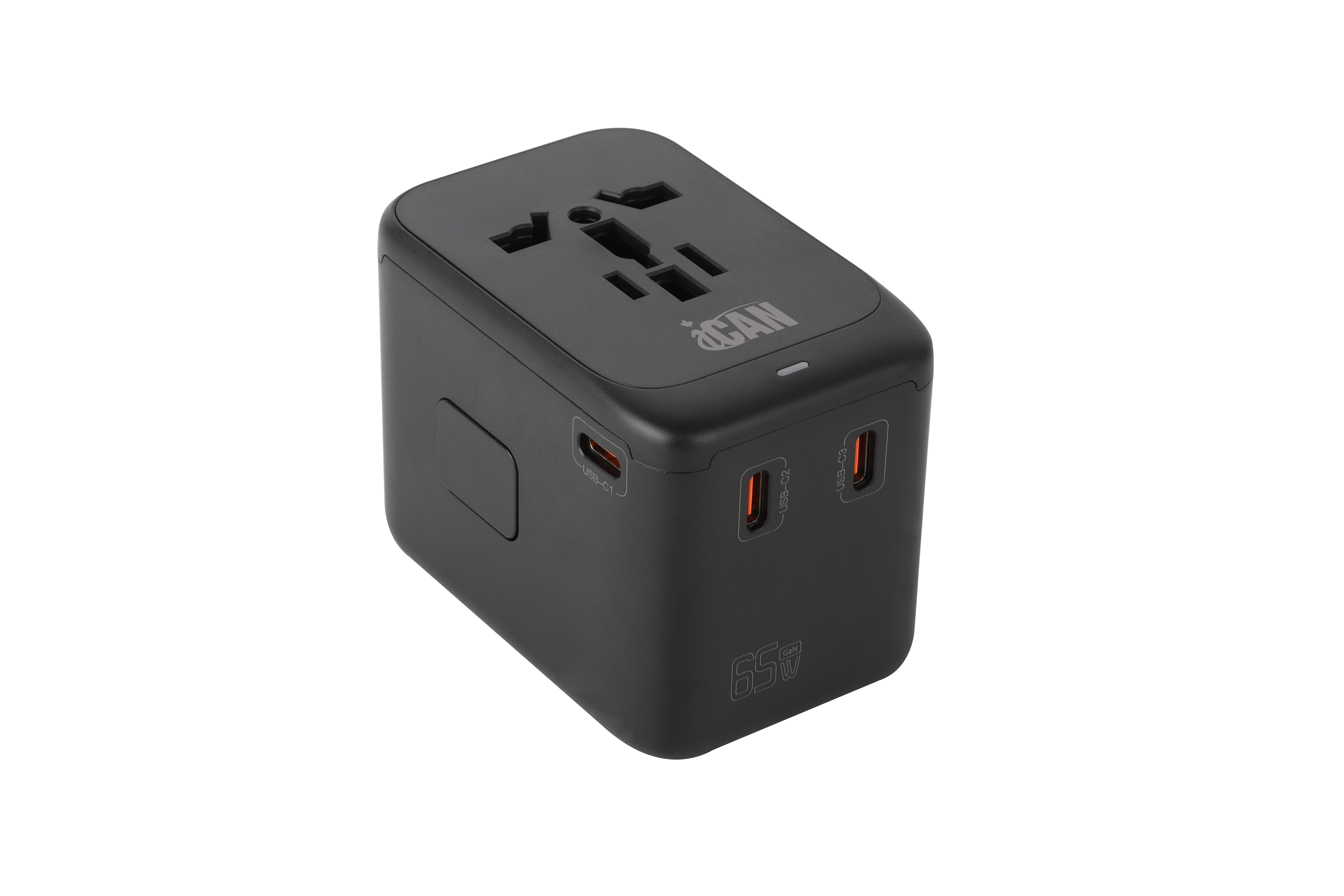 iCAN 65W 4-Port Universal Travel Adapter with 3 USB-C and 1 USB-A