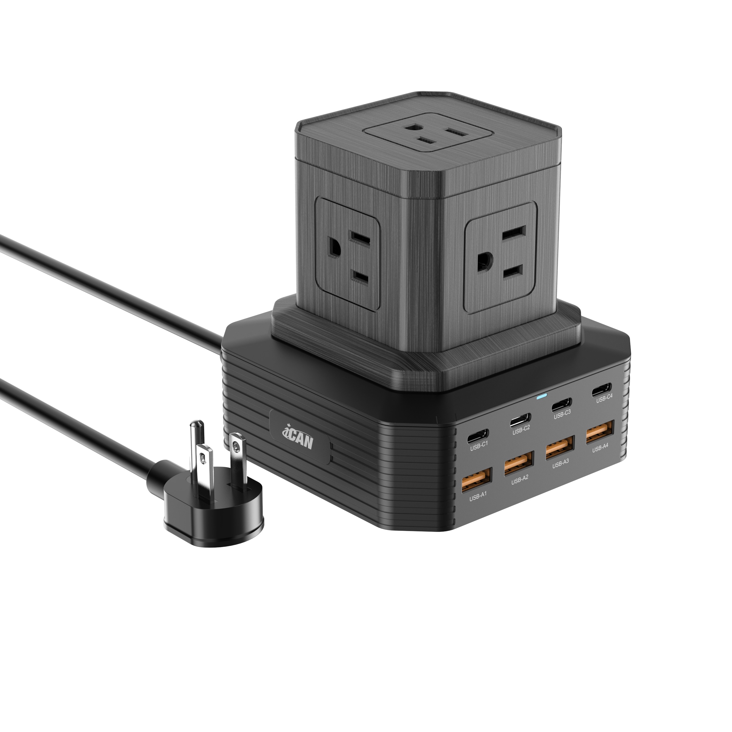 iCAN Protecteur de surtension GaN PD 5 prises 8 USB 100 W